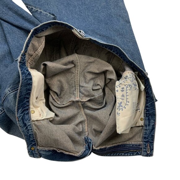 Free People We The Free CRVY Gia Wide Leg Jeans 35 Blue Bell High Rise Bohemian - Picture 6 of 12